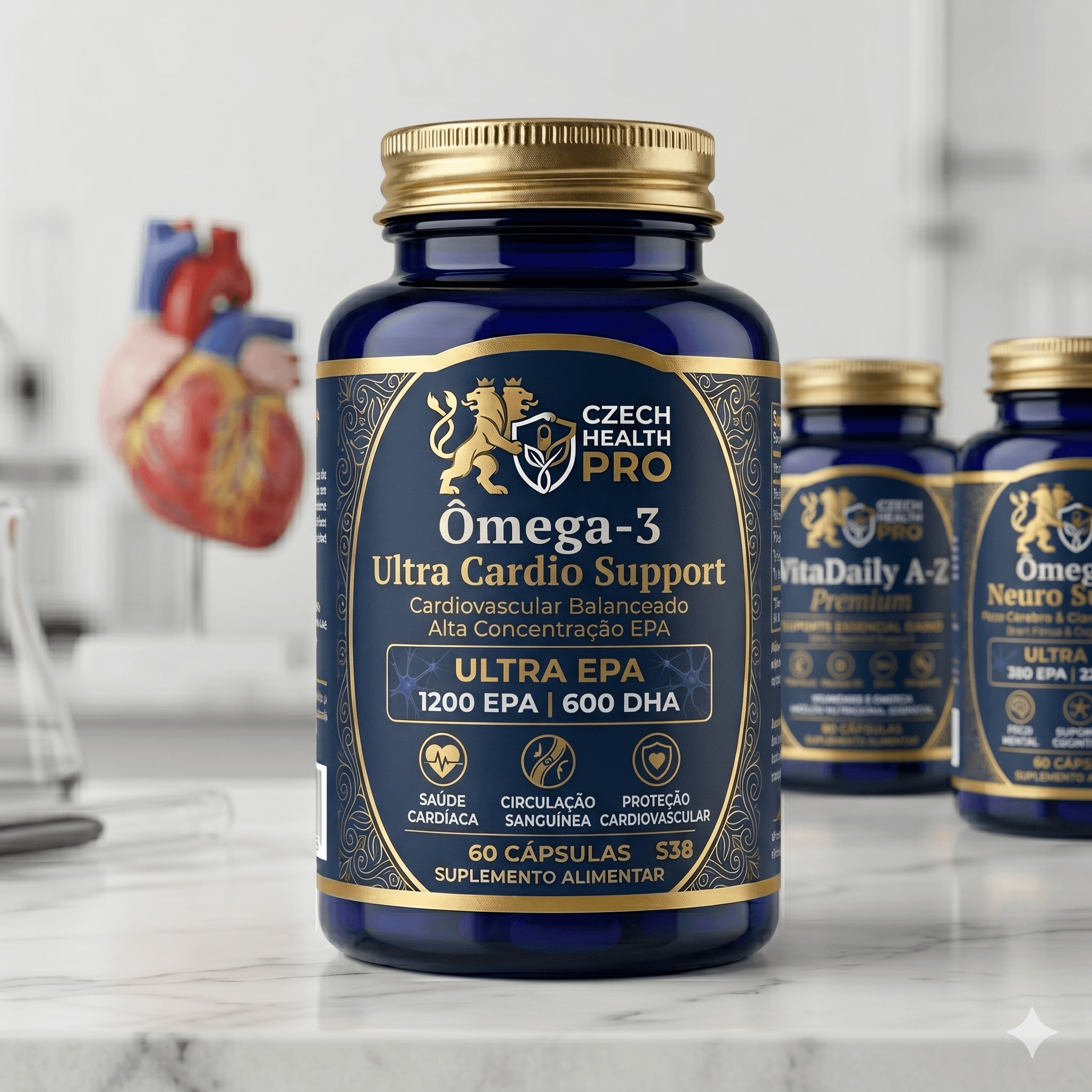 Cápsulas de Ômega-3 Ultra Cardio Support da Czech Health Pro