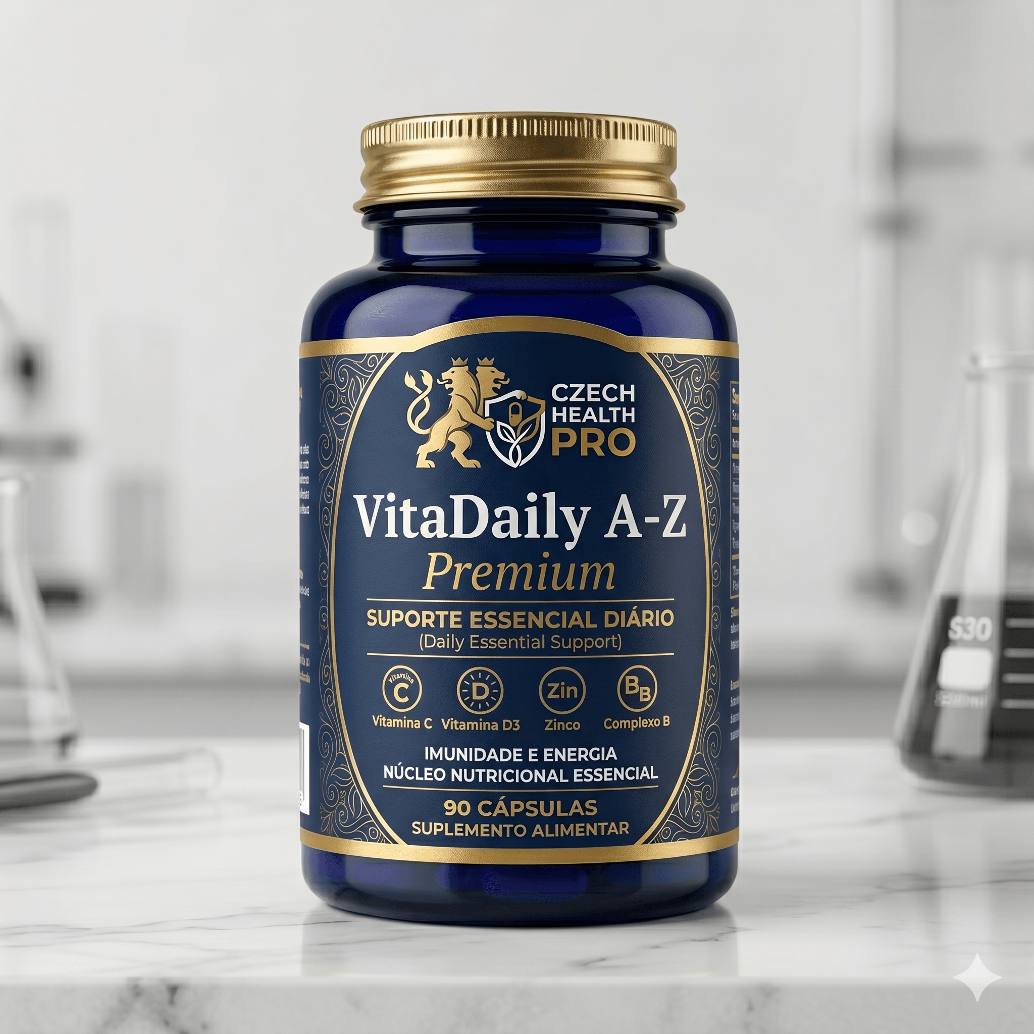 Cápsulas de suplemento vitamínico VitaDaily A-Z Premium da CZECH HEALTH PRO
